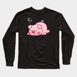 Cute pig sleeping Long Sleeve T-Shirt